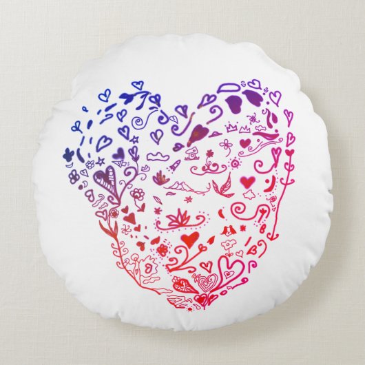 Hart Harten Tekening Rond werpkussen 41 cm Kussen (Voorkant)