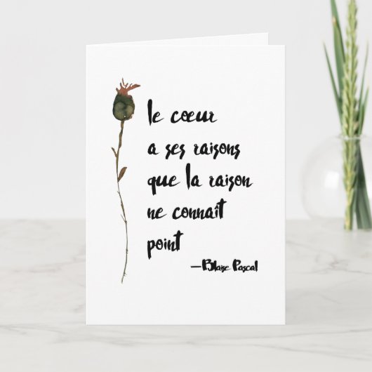Hart Heeft Zijn Redenen Franse Liefdescitaat Kaart (Voorkant)
