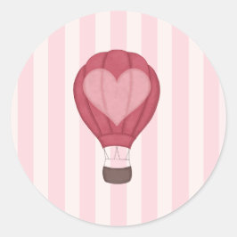 Hart Heet Luchtballon Pastel Roze Baby Shower  Ronde Sticker
