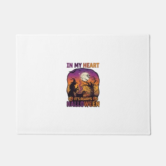 Hart Het is altijd Halloween Heks Ketel Boom Koe Deurmat (Voorkant)