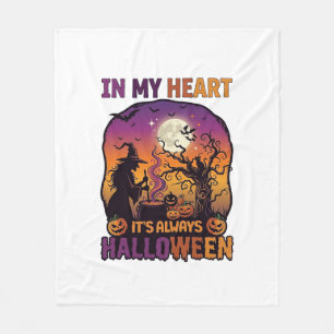 Hart Het is altijd Halloween Heks Ketel Boom Koe Fleece Deken