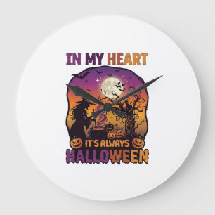 Hart Het is altijd Halloween Heks Ketel Boom Koe Grote Klok