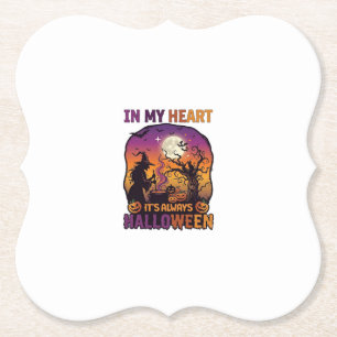 Hart Het is altijd Halloween Heks Ketel Boom Koe Kartonnen Onderzetters