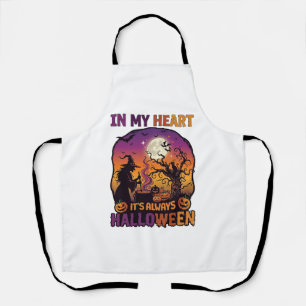 Hart Het is altijd Halloween Heks Ketel Boom Koe Schort