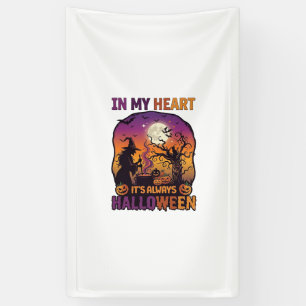 Hart Het is altijd Halloween Heks Ketel Boom Koe Spandoek