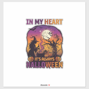 Hart Het is altijd Halloween Heks Ketel Boom Koe Sticker