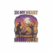 Hart Het is altijd Halloween Heks Ketel Boom Koe Sticker (Voorkant)