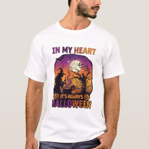 Hart Het is altijd Halloween Heks Ketel Boom Koe T-shirt
