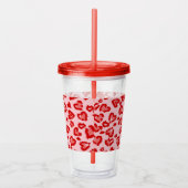 Hart het Patroon van de Leopard in het Rood op Blu Acryl Drinkbeker (Rechts)