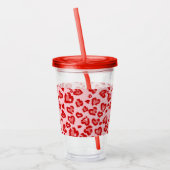 Hart het Patroon van de Leopard in het Rood op Blu Acryl Drinkbeker (Links)