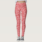 Hart het Patroon van de Leopard in het Rood op Blu Leggings (Voorkant)