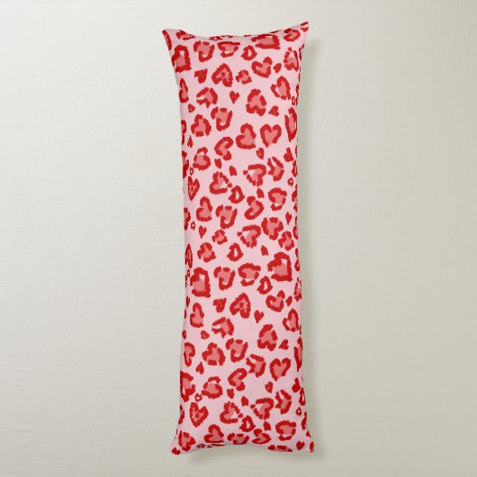 Hart het Patroon van de Leopard in het Rood op Blu Lichaamskussen (Achterkant (Verticaal))