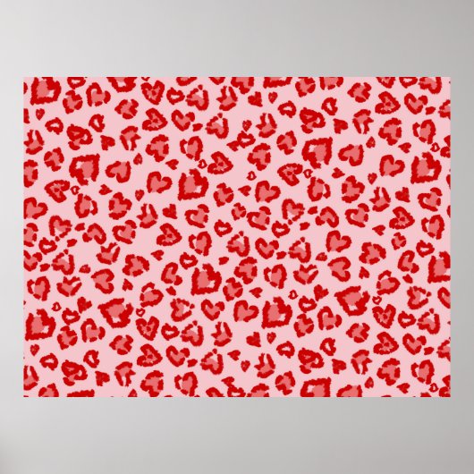 Hart het Patroon van de Leopard in het Rood op Blu Poster (Voorkant)
