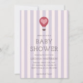 Hart Hete Luchtballon Pastel Paarse Baby shower Kaart (Voorkant)