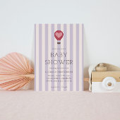 Hart Hete Luchtballon Pastel Paarse Baby shower Kaart
