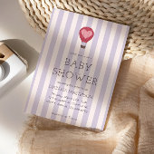 Hart Hete Luchtballon Pastel Paarse Baby shower Kaart