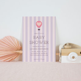 Hart Hete Luchtballon Pastel Paarse Baby shower Kaart