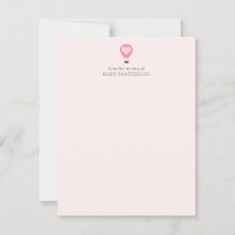 Hart Hete Luchtballon Pastel Paarse Baby shower Notitiekaartje