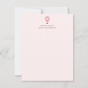 Hart Hete Luchtballon Pastel Paarse Baby shower Notitiekaartje