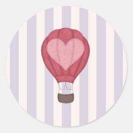 Hart Hete Luchtballon Pastel Paarse Baby shower Ronde Sticker