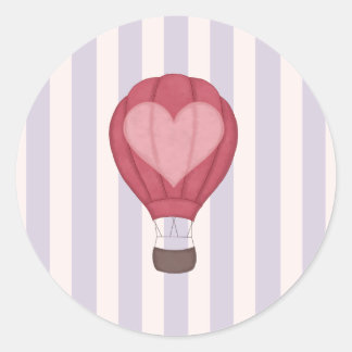 Hart Hete Luchtballon Pastel Paarse Baby shower Ronde Sticker