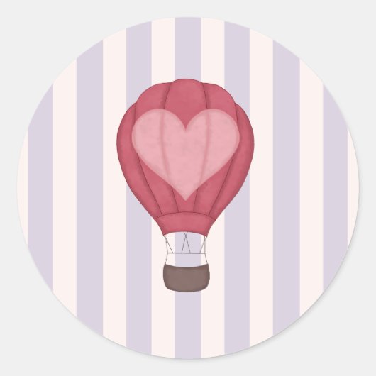 Hart Hete Luchtballon Pastel Paarse Baby shower Ronde Sticker (Voorkant)