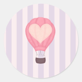 Hart Hete Luchtballon Pastel Paarse Baby shower Ronde Sticker