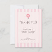 Hart Hete Luchtballon Pastel Roze Baby shower Bedankkaart (Voorkant)
