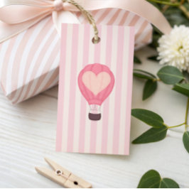 Hart Hete Luchtballon Pastel Roze Baby shower Cadeaulabel