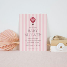 Hart Hete Luchtballon Pastel Roze Baby shower Kaart