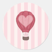 Hart Hete Luchtballon Pastel Roze Baby shower Ronde Sticker (Voorkant)