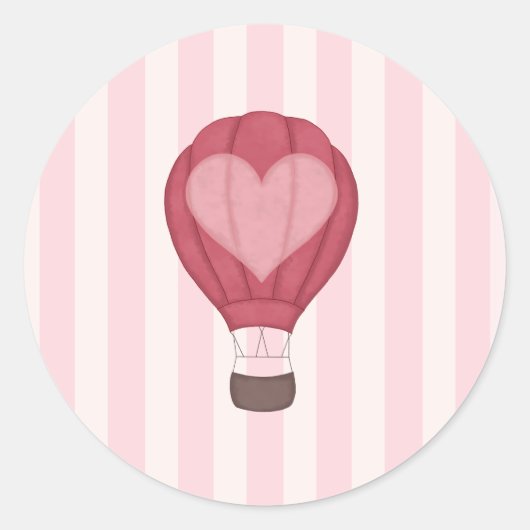 Hart Hete Luchtballon Pastel Roze Baby shower Ronde Sticker (Voorkant)