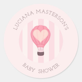 Hart Hete Luchtballon Pastel Roze Baby shower Ronde Sticker