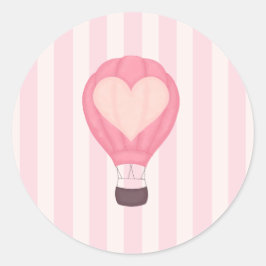 Hart Hete Luchtballon Pastel Roze Baby shower Ronde Sticker