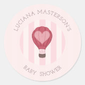 Hart Hete Luchtballon Pastel Roze Baby shower Ronde Sticker (Voorkant)