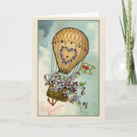 Hart Heteluchtballon, Voor Mijn Valentijn Kaart (Voorkant)