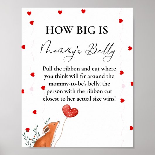 Hart Hoe groot is mama's buik Baby shower Poster (Voorkant)