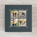 Hart hoek Jubileum en bruiloft fotocollage Imitatie Canvas Print<br><div class="desc">Dit fotodoek zal een perfecte mix van elegantie en persoonlijke touch maken voor het vieren van liefde en saamhorigheid. Met dit unieke stuk kunt u vier van uw dierbare foto's laten zien, prachtig gerangschikt met een romantisch hartvormig hoekje lijst dat een sentimentele touch aan uw herinneringen toevoegt. U kunt de...</div>