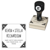 Hart Hoeken Bruiloft Retouradres Rubberstempel (Gestempeld)