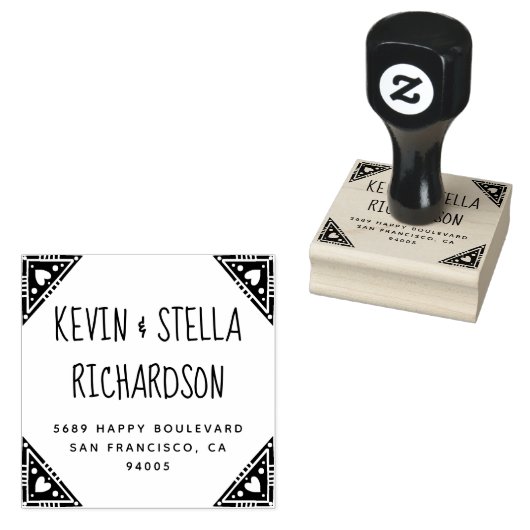 Hart Hoeken Bruiloft Retouradres Rubberstempel (Gestempeld)