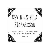 Hart Hoeken Bruiloft Retouradres Rubberstempel (Afrduk)