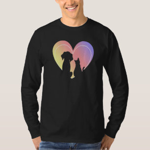 Hart Hond En Kat Silhouet Leuke Hart Dieren 1 T-shirt