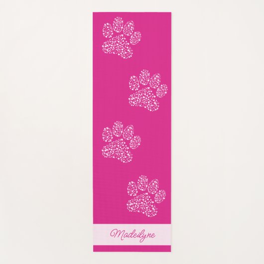Hart hond poot prints Gepersonaliseerde Hot Pink Yogamat (Voorkant)