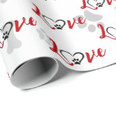 Hart Hond Pootafdrukken Met Liefde Tekst Cadeaupapier (Rol Hoek)