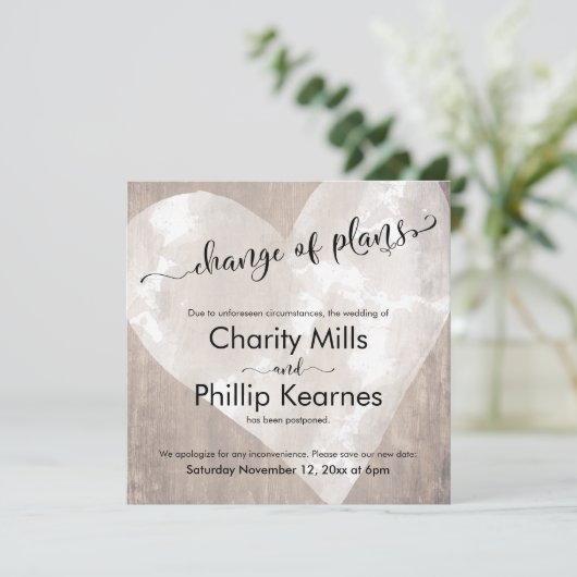 Hart Hout Uitgestelde bruiloft Verandering van pla (Staand voorkant)