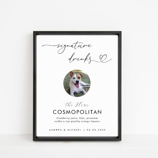 Hart & Huisdier Foto Handtekening Drinken Trouwbor Poster