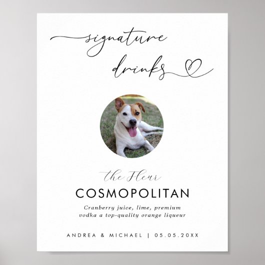 Hart & Huisdier Foto Handtekening Drinken Trouwbor Poster (Voorkant)