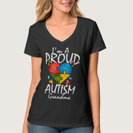 Hart I A Proud Autism Grandma  Puzzle T-shirt (Voorkant)