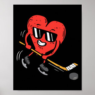 Hart Ice Hockey Player Valentijnsdag Kute Sports Poster