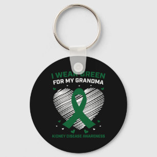 Hart Ik Draag groen voor mijn oma nierziekte A Sleutelhanger